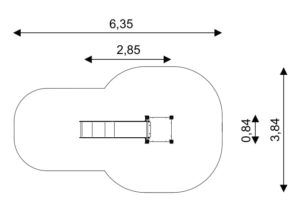Габаритна схема Гірки WD1443. Вказані розміри: ширина, довжина, розміри меж зони безпеки. 