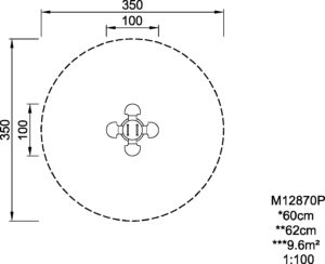 Габаритна схема гойдалки на пружині. Вказана висота,ширина,довжина виробу.