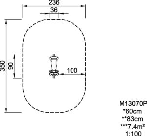 Габаритна схема гойдалки на пружині. Вказана висота,ширина,довжина виробу.