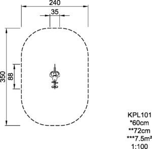 Габаритна схема гойдалки на пружині. Вказана висота,ширина,довжина виробу.
