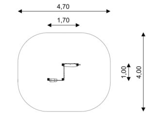 Габаритна схема Ігрової панелі WD1427. Вказані розміри: ширина, довжина, розміри меж зони безпеки. 