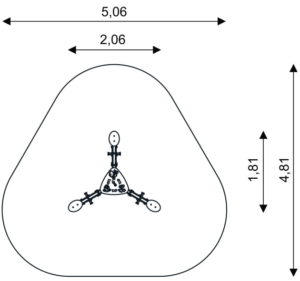 Габаритна схема Гойдалка на пружині 0660. Вказані розміри: ширина, довжина, розміри меж зони безпеки. 