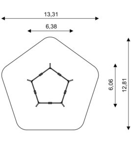 Габаритна схема Гойдалки ST0515. Вказані розміри: ширина, довжина, розміри меж зони безпеки. 
