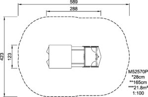 Габаритна схема виробу. Вказана висота,довжина та ширина.