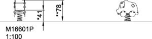 Габаритна бічна схема гойдалки на пружині. Вказана висота виробу.