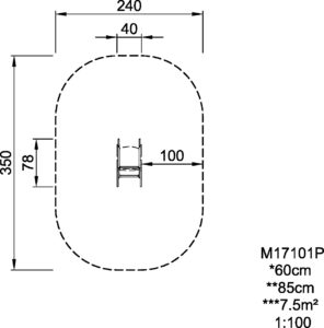 Габаритна схема гойдалки на пружині. Вказана висота,ширина,довжина виробу.