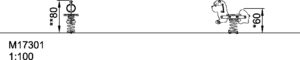 Габаритна бічна схема гойдалки на пружині. Вказана висота виробу.