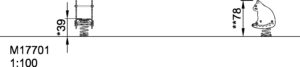 Габаритна бічна схема гойдалки на пружині. Вказана висота виробу.