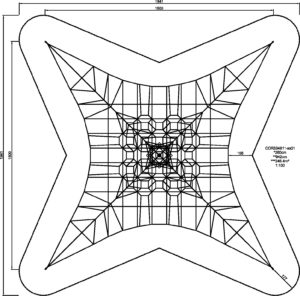 Габаритна схема Сітковий комплекс "Гігантська Космосіть" COR334811. Вказані розміри: ширина, довжина, висота.