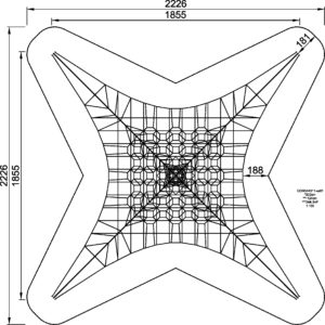 Габаритна схема Сітковий комплекс "Супер Космосіть" COR344811. Вказані розміри: ширина, довжина, висота.