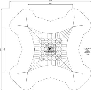 Габаритна схема Сітковий комплекс "OCTA NET L" COR434011. Вказані розміри: ширина, довжина, висота.