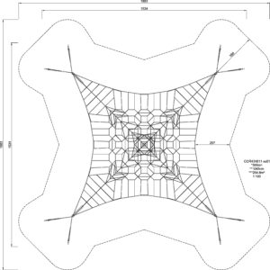 Габаритна схема Сітковий комплекс "OCTA NET XL" COR434811. Вказані розміри: ширина, довжина, висота.