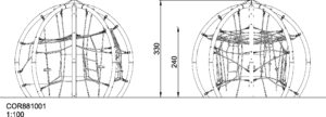 Габаритна схема Сітковий комплекс "Чудо-Сфера" COR881001. Вказані розміри: ширина, довжина, висота.