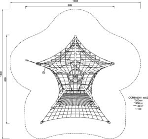 Габаритна схема Сітковий комплекс "Купол океанічний" COR855001. Вказані розміри: ширина, довжина, висота.