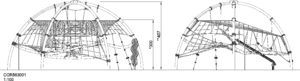 Габаритна схема Сітковий комплекс "Купол дослідника" COR863001. Вказані розміри: ширина, довжина, висота.