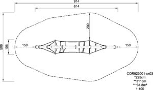 Габаритна схема Арка дослідника COR823001. Вказані розміри: ширина, довжина, висота.