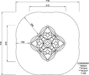 Габаритна схема Сітковий комплекс "CIRCITE" COR463301. Вказані розміри: ширина, довжина, висота.