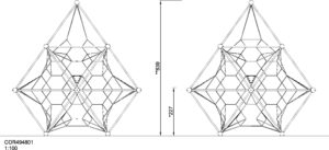 Габаритна схема Сітковий комплекс "MAXITE" COR494801. Вказані розміри: ширина, довжина, висота.