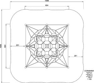 Габаритна схема Сітковий комплекс "MAXITE" COR494801. Вказані розміри: ширина, довжина, висота.
