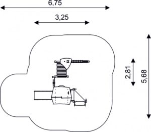 Габаритна схема Ігрового комплексу 1724. Вказані розміри: ширина, довжина, розміри меж зони безпеки. 