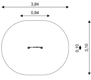 Зона безпеки 10 м 2 Довжина 0,84 м Ширина 0,10 м Загальна висота 1,30 м Висота вільного падіння <0,60 м Віковий діапазон 1-8 рок