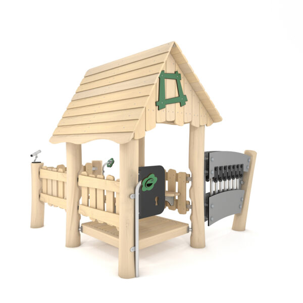Дитячий ігровий будиночок із лавками, ксилофоном та підзорною трубою