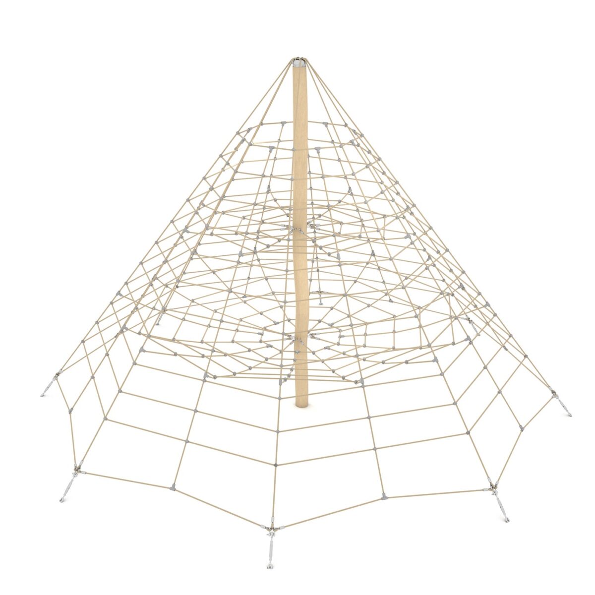 Конус із сітки новколо стовпа із робінії. Призначений для лазіння, балансування, інших розваг та ігор.