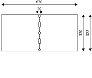 Габаритна схема Гойдалка RB0510. Вказані розміри ширина, довжина, межі зон безпеки.