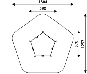 Габаритна схема Гойдалка RB0515. Вказані розміри ширина, довжина, межі зон безпеки.
