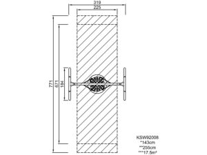 Габаритна схема Гойдалка KSW92008. Вказані ширина,довжина виробу, розміри зони безпеки.